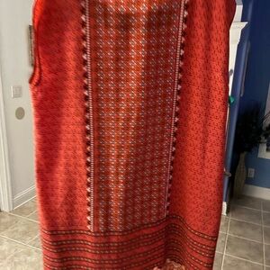 Old Navy Vibrant Orange Patterned Dress large